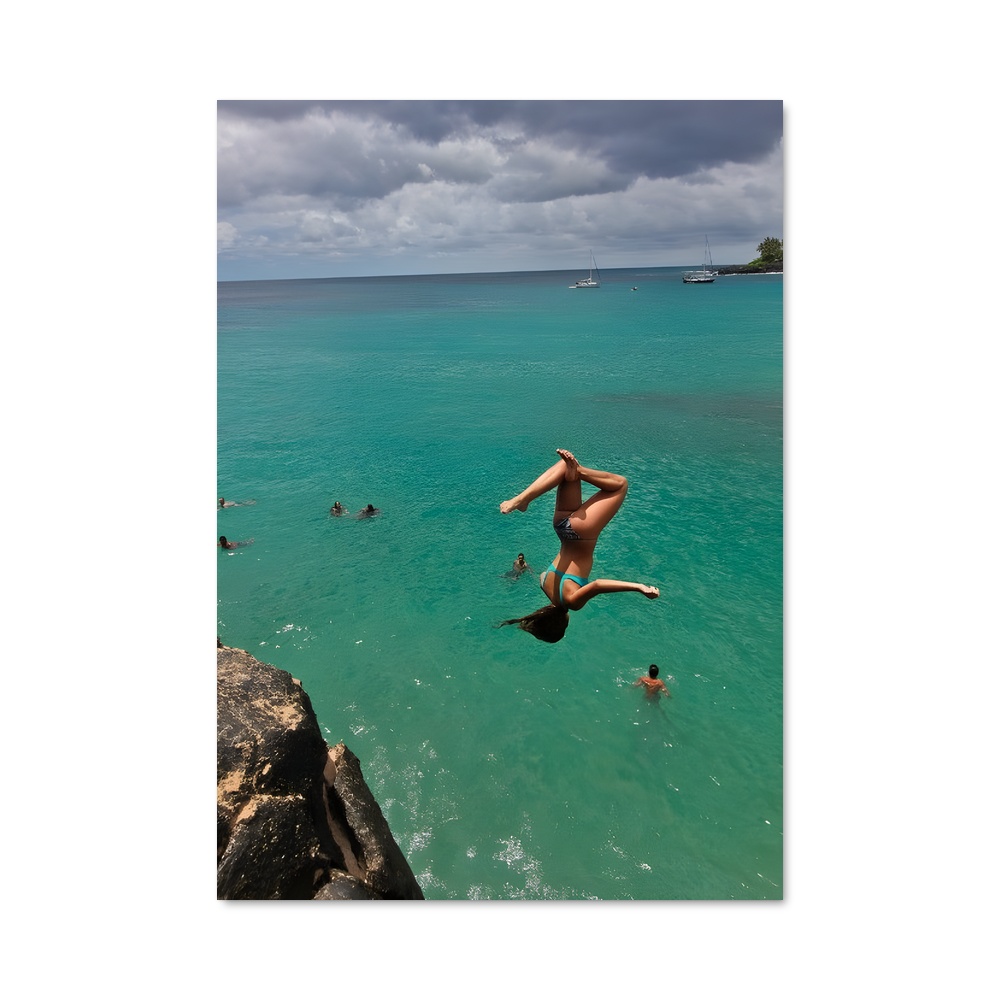 Poster Cliff diving contrebas